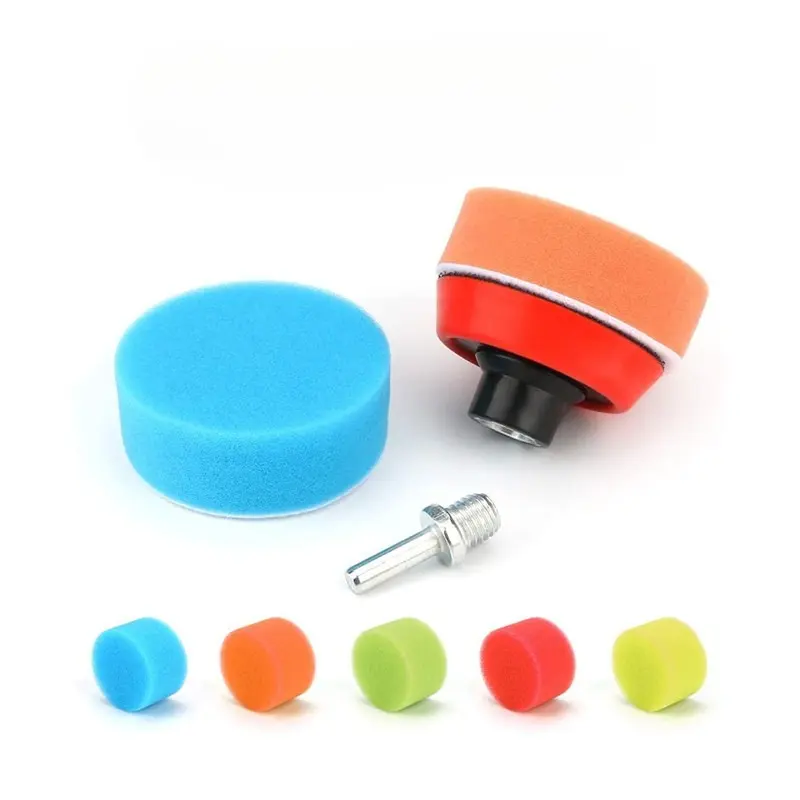 29Pcs Car Foam Drill Polishing Pad Kit 1.2/2/3 Inch Buffing Pads Sponge Set Kit M14 Drill Adapter Power Tool Car Polisher