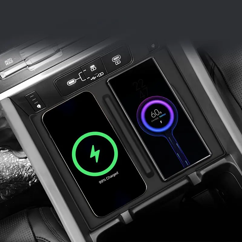 for Hyundai Santa Fe 2024 Wireless Charging Pad Auto Interior Accessories Car Phone Non-slip Charger Mat Silicone Protective Pad