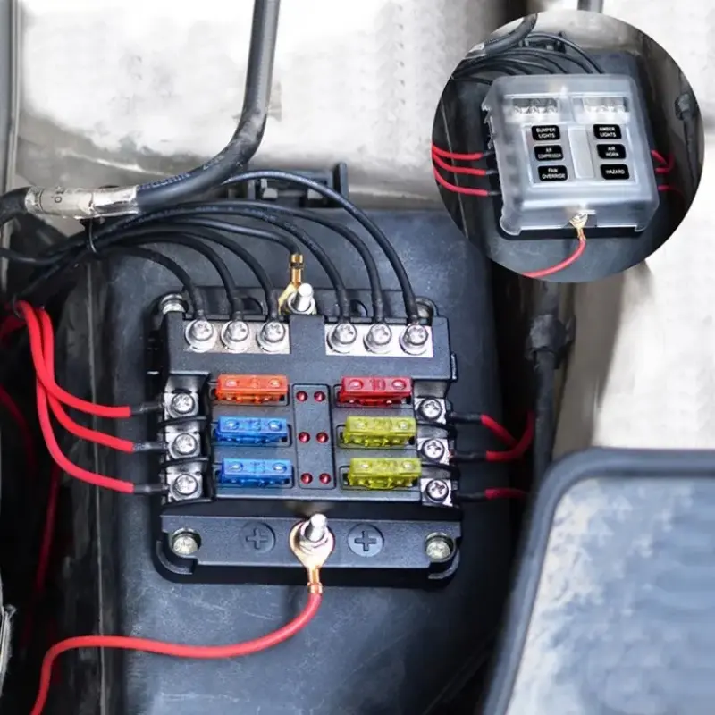 6/12 Way Fuse Box Holder With Blade Fuse Holder Block & Warning Indicator Car Boat Blade Fuse Box 12V 24V