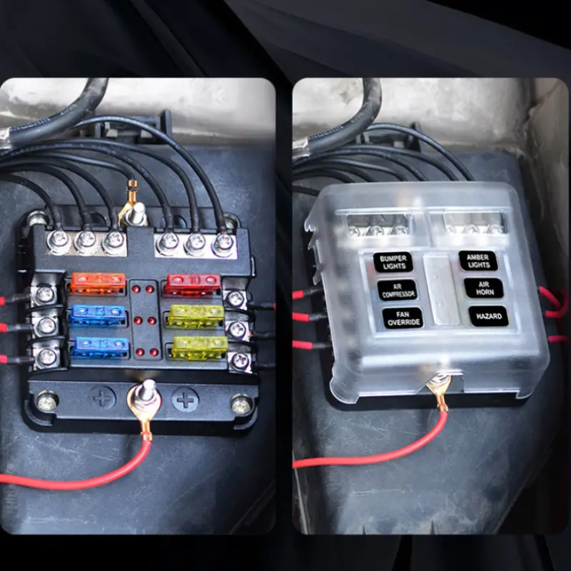 6/12 Way Fuse Box Holder With Blade Fuse Holder Block & Warning Indicator Car Boat Blade Fuse Box 12V 24V