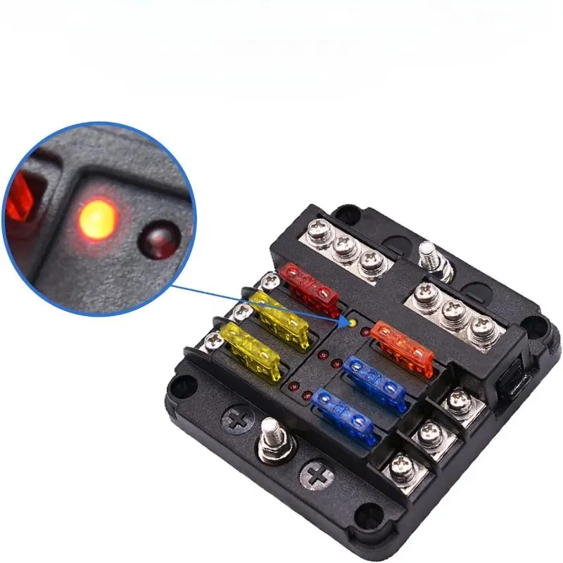 6/12 Way Fuse Box Holder With Blade Fuse Holder Block & Warning Indicator Car Boat Blade Fuse Box 12V 24V