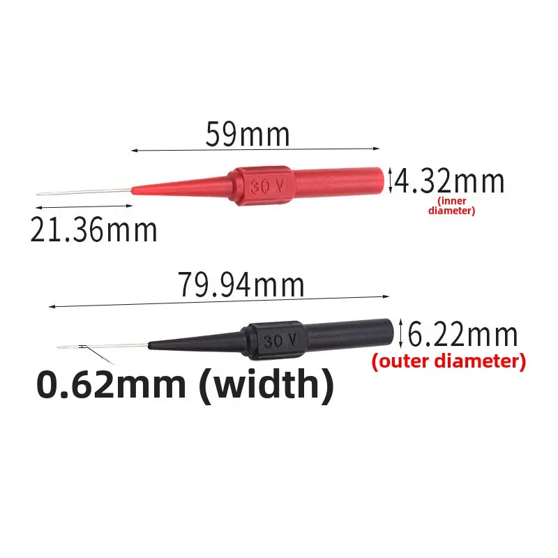 2pcs 30V Diagnostic Tools Multimeter Test Lead Extention Back Piercing Needle Tip Probes Autotools Automotive Auto Kit Machine