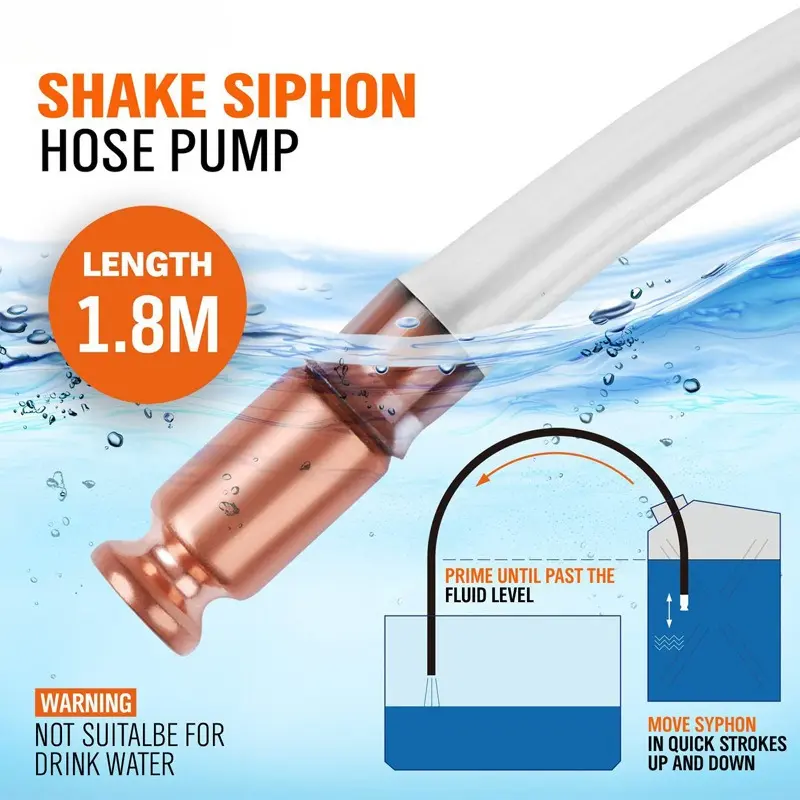 Self Suction Oil Pump Copper Filler Pipe Manual Pumping oil Pipe Fittings Siphon Connector Gasoline Fuel Water Shaker Siphon