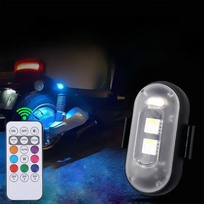 4PCS Wireless LED Strobe Lights with Remote Control, 8 Colors USB Charing Waterproof Emergency Warning Lights