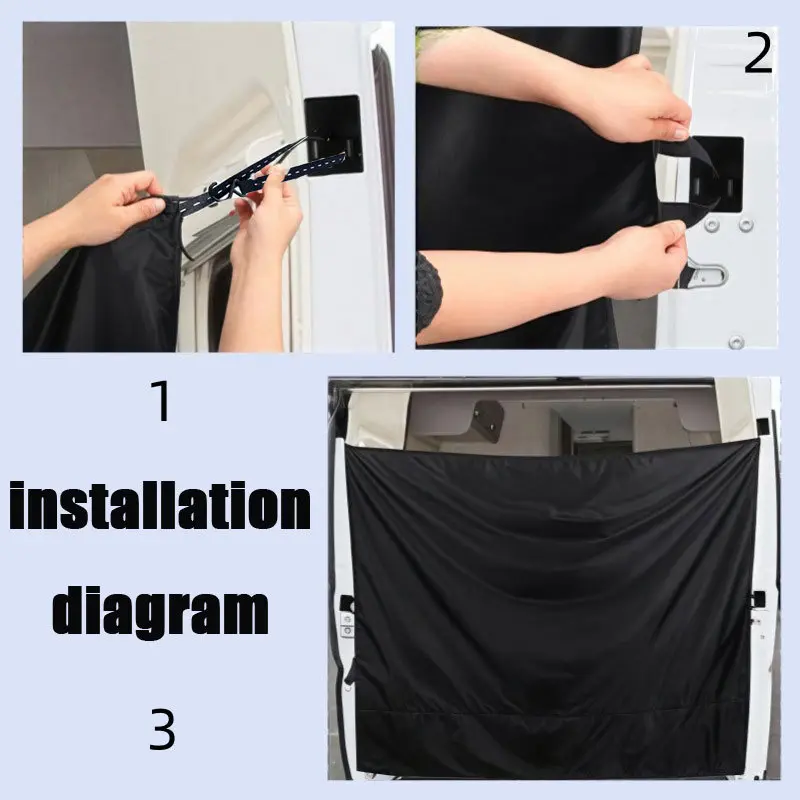 Camper Van Rear Door Curtain Car Divider Curtain Accessories Oxford Cloth Blackout Screen Shade Cover for Trips Beach