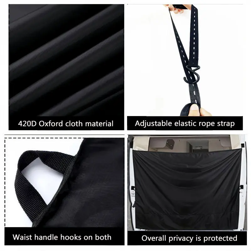Camper Van Rear Door Curtain Car Divider Curtain Accessories Oxford Cloth Blackout Screen Shade Cover for Trips Beach