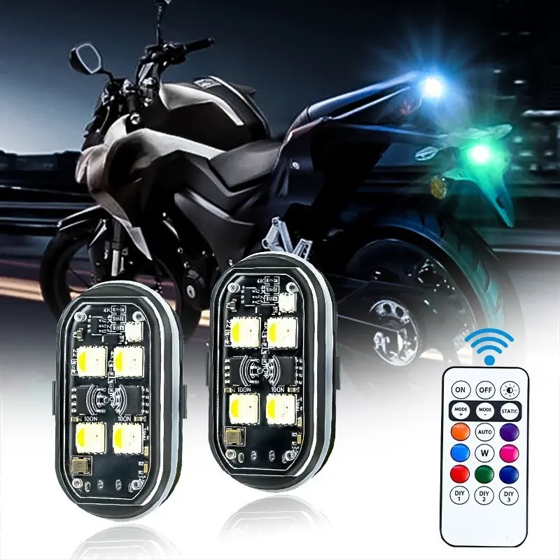 Wireless LED Strobe Lights Car Decor Atmosphere Light, 8 Colors Rechargeable Led Lights Anti-Collision LED Warning Light