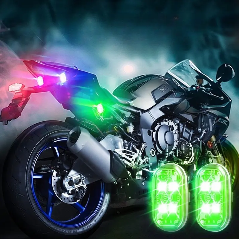 Wireless LED Strobe Lights Car Decor Atmosphere Light, 8 Colors Rechargeable Led Lights Anti-Collision LED Warning Light