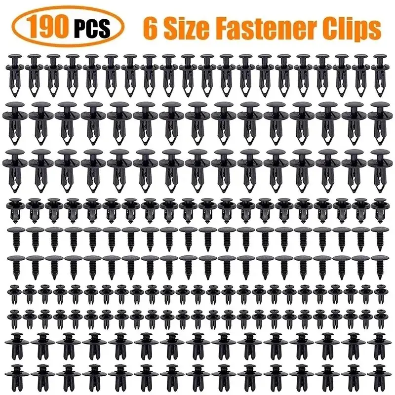 6 Size 190Pcs Auto Bumper Fastener Clip Plastic Push Retainer Pin Rivet Car Door Trim Fenders Panel Clip Kit Auto Accessories