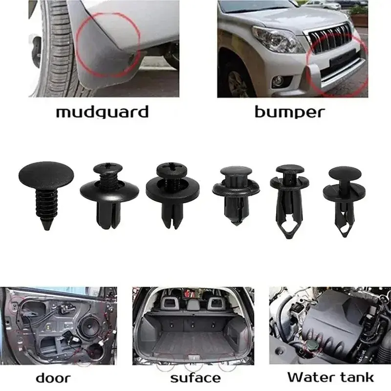 6 Size 190Pcs Auto Bumper Fastener Clip Plastic Push Retainer Pin Rivet Car Door Trim Fenders Panel Clip Kit Auto Accessories