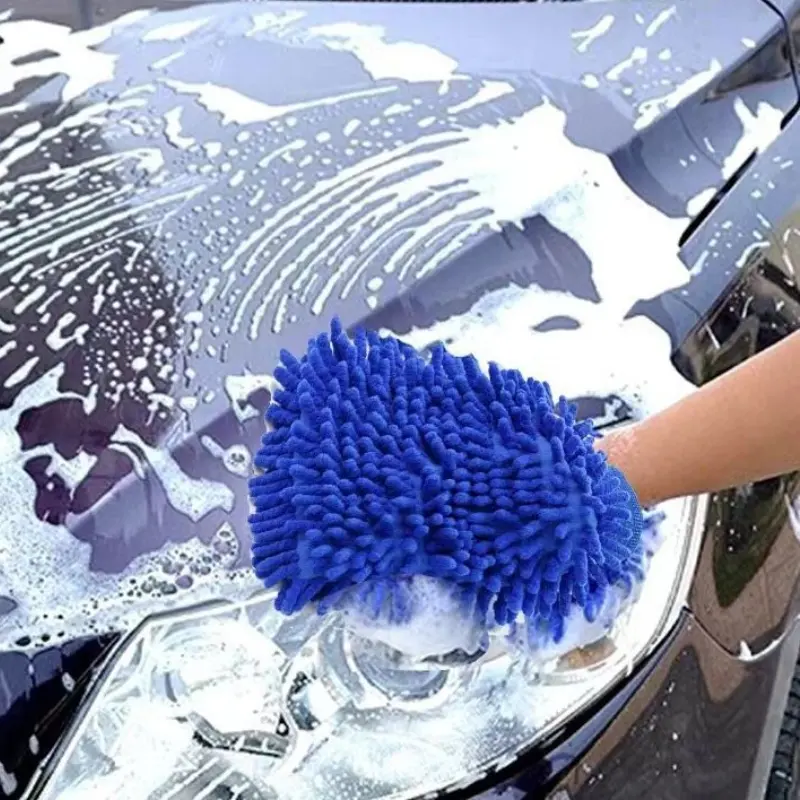 2/5/10pcs Car Wash Gloves, Ultra-fine Fiber Thick Double-sided Chenille Car Wash Gloves, Sponge, Scratch Free Cleaning Tool