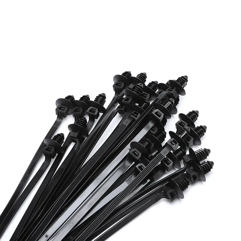 200pcs Automotive Nylon Cable Ties Self Locking Threaded Head Wire Organizer Universal Car Fastener Clip Auto Part Accessories