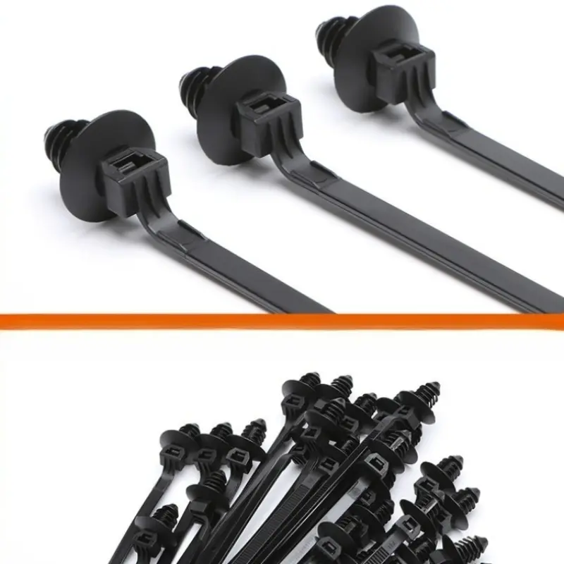 200pcs Automotive Nylon Cable Ties Self Locking Threaded Head Wire Organizer Universal Car Fastener Clip Auto Part Accessories