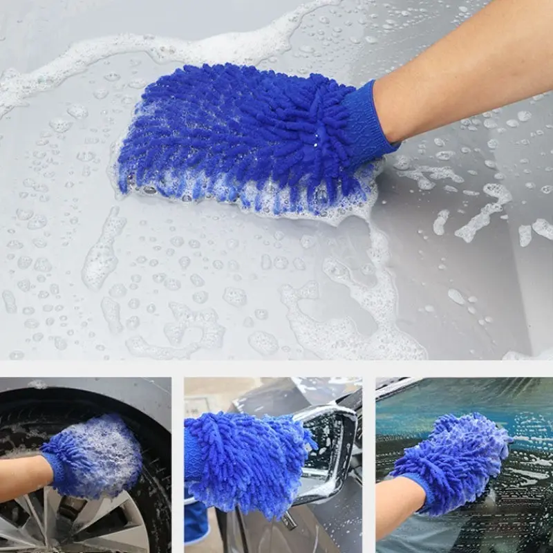 2/5/10pcs Car Wash Gloves, Ultra-fine Fiber Thick Double-sided Chenille Car Wash Gloves, Sponge, Scratch Free Cleaning Tool