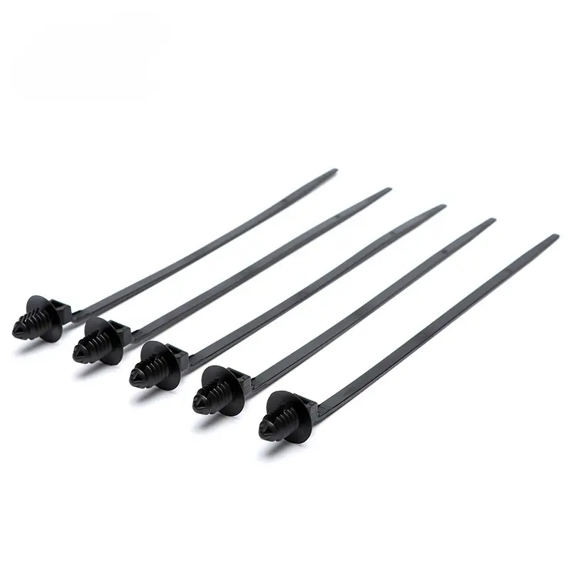 200pcs Automotive Nylon Cable Ties Self Locking Threaded Head Wire Organizer Universal Car Fastener Clip Auto Part Accessories