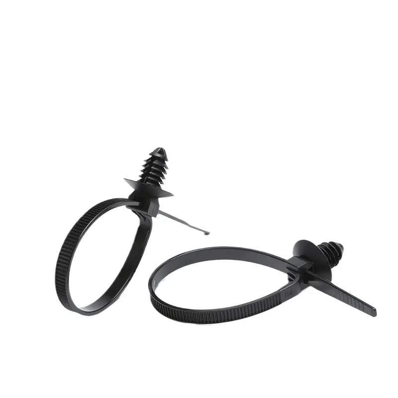 200pcs Automotive Nylon Cable Ties Self Locking Threaded Head Wire Organizer Universal Car Fastener Clip Auto Part Accessories