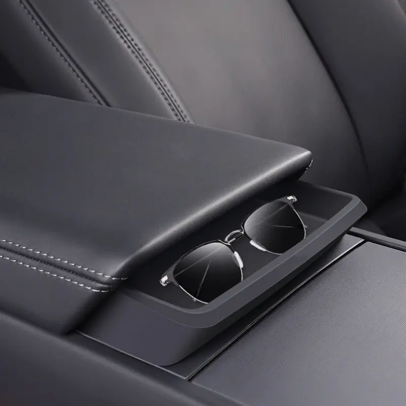 For Tesla Model Y Juniper Center Console Armrest Storage Box Model 3 Highland Eyeglasses Holder Armrest Tray Silicone Accessory