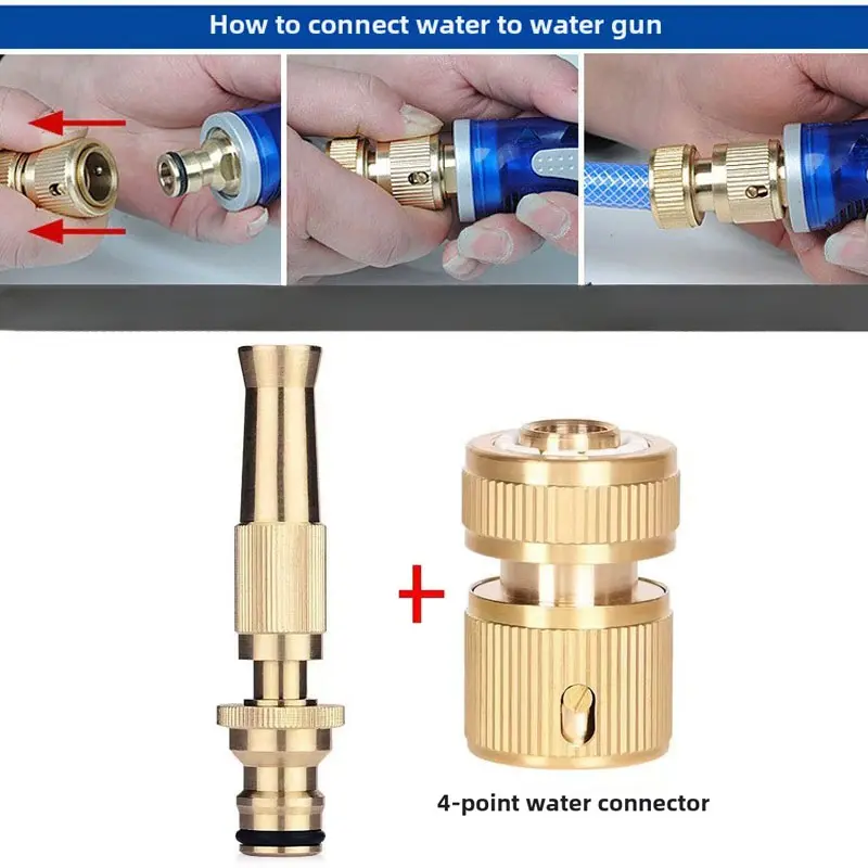 Brass High Pressure Sprinkler Adjustable Gardening Irrigation Spray Gun Quick Connector Water Gun Garden Tool Nozzle Car Wash