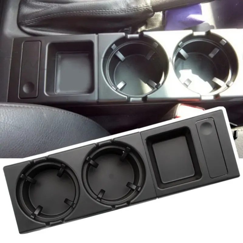 New Double Hole Car Styling Front Center Console Storage Box Coin + Cup Holder For BMW E46 Series 1999-2006 51168217953
