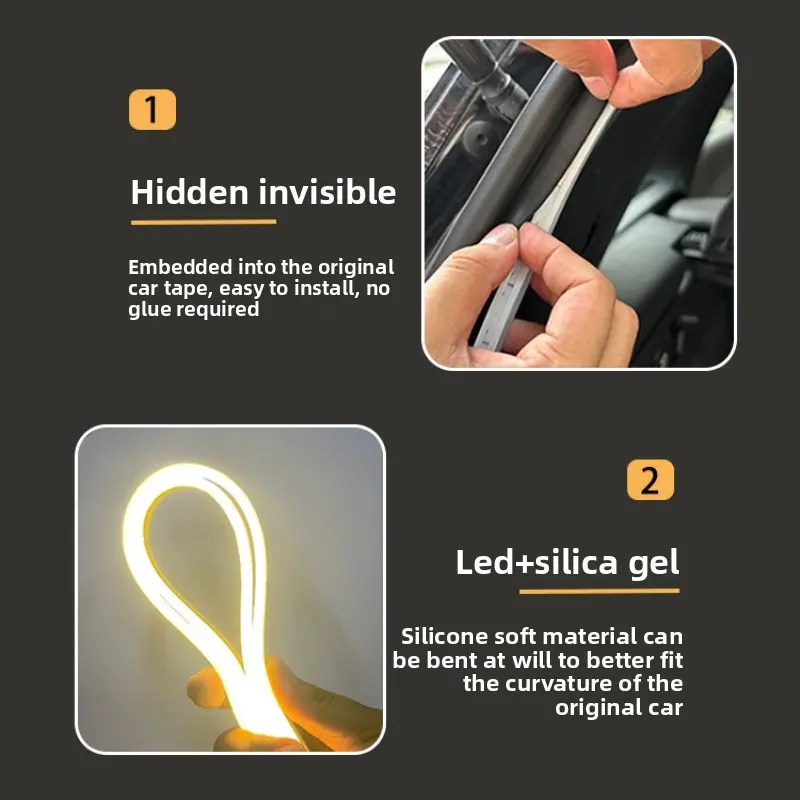 Car high brightness trunk lighting ambient light interior decoration LED wiring free automatic sensing tailgate light strip