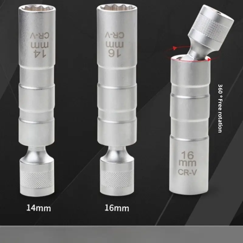 Newest Magnetic Spark Plug Socket Removal Tool 360° Swivel Spark Plug Socket Wrench Adaptor 14/16mm Car Repair Installation Tool