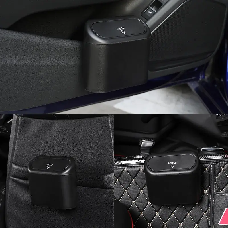 Car Trash Bin Hanging Vehicle Garbage Dust Case Storage Box Black Square Pressing Auto Interior Accessories Type Trash Can
