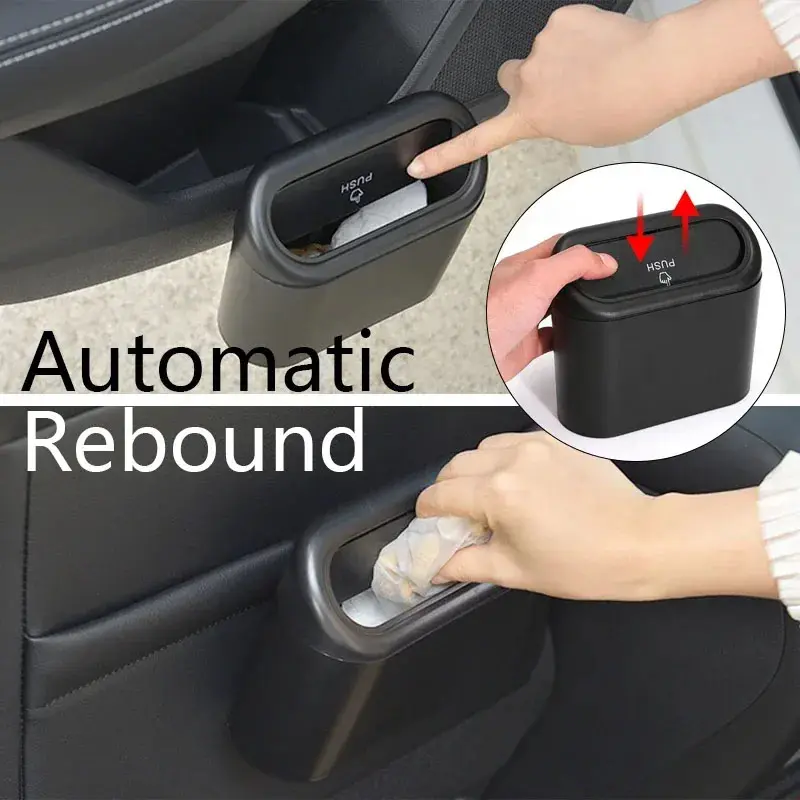 Car Trash Bin Hanging Vehicle Garbage Dust Case Storage Box Black Square Pressing Auto Interior Accessories Type Trash Can