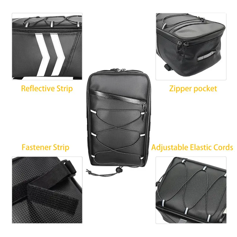 Motorcycle Bicycle Rack Rear Carrier Bag Trunk PU Leather Waterproof 8L Storage Luggage Pouch MTB Bike Pannier Shoulder Bag