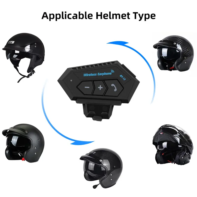 Motorcycle Bluetooth Compatible 4.2 Helmet intercom Wireless hands-free telephone Call Anti-interference Interphone Music Player
