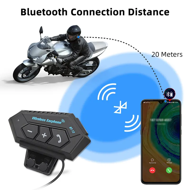 Motorcycle Bluetooth Compatible 4.2 Helmet intercom Wireless hands-free telephone Call Anti-interference Interphone Music Player