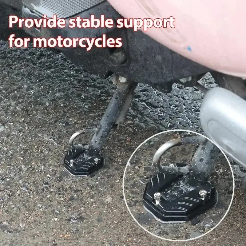 Motorcycle Aluminum Alloy Kickstand Extender Foot Side Stand Extension Pad Support Plate Anti-skid Enlarged Stands Accessories