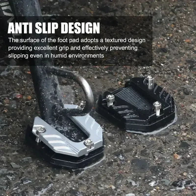 Motorcycle Aluminum Alloy Kickstand Extender Foot Side Stand Extension Pad Support Plate Anti-skid Enlarged Stands Accessories