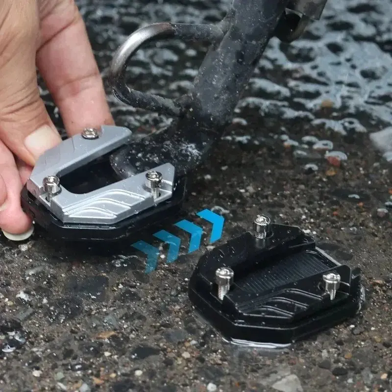 Motorcycle Aluminum Alloy Kickstand Extender Foot Side Stand Extension Pad Support Plate Anti-skid Enlarged Stands Accessories