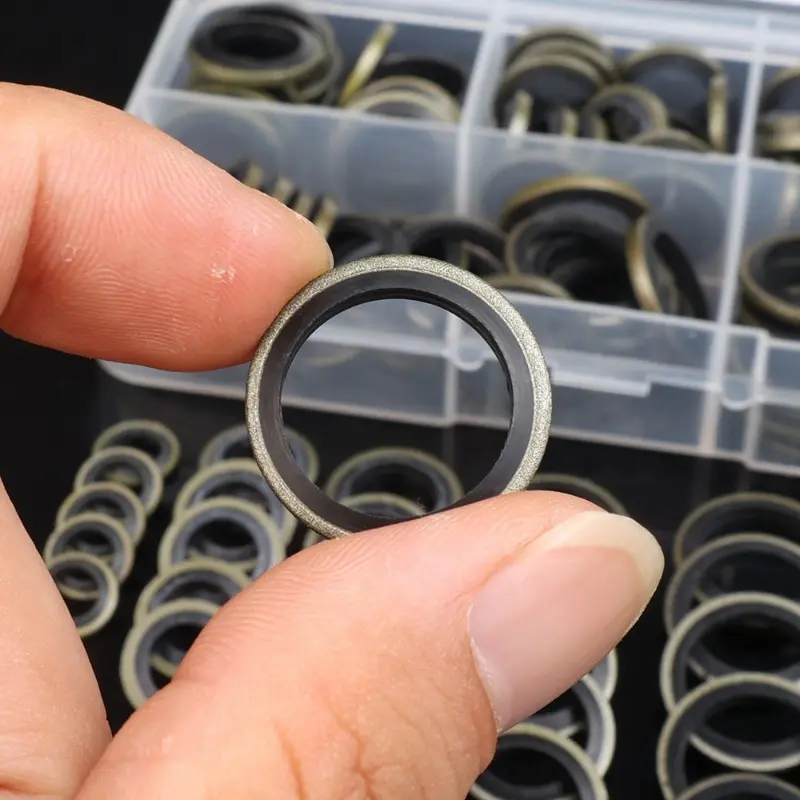 100pcs Car Engine Oil Pan Seal Screw Washers Set M6 M8 M10 M12 M14 M16 Metal Rubber Corrosion Resistant Sealing Ring Auto Parts