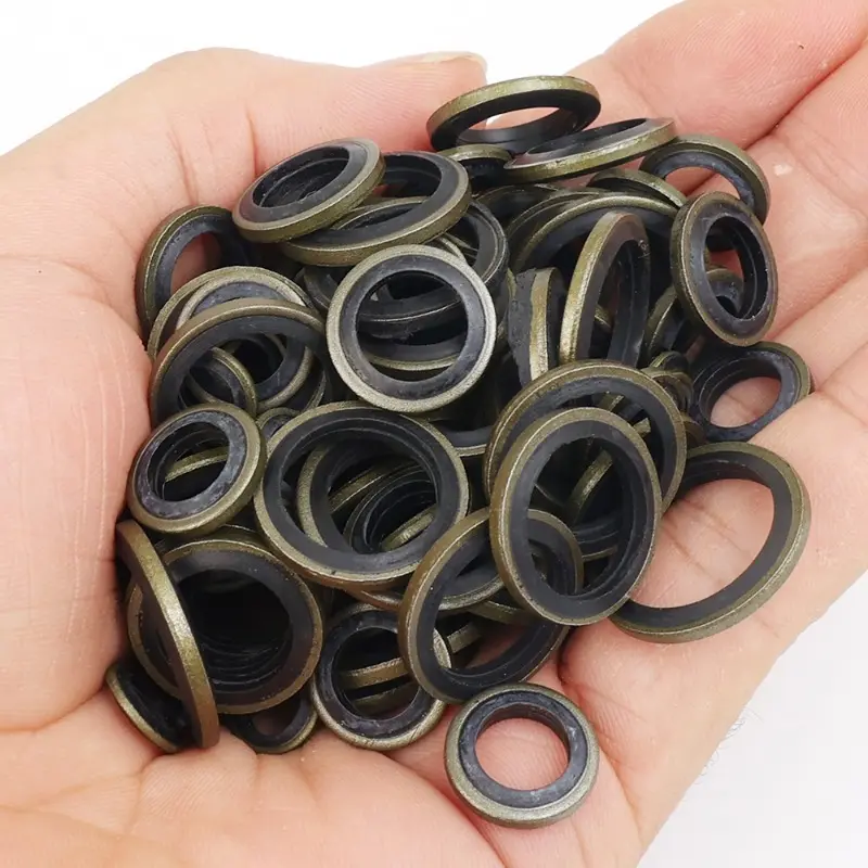 100pcs Car Engine Oil Pan Seal Screw Washers Set M6 M8 M10 M12 M14 M16 Metal Rubber Corrosion Resistant Sealing Ring Auto Parts