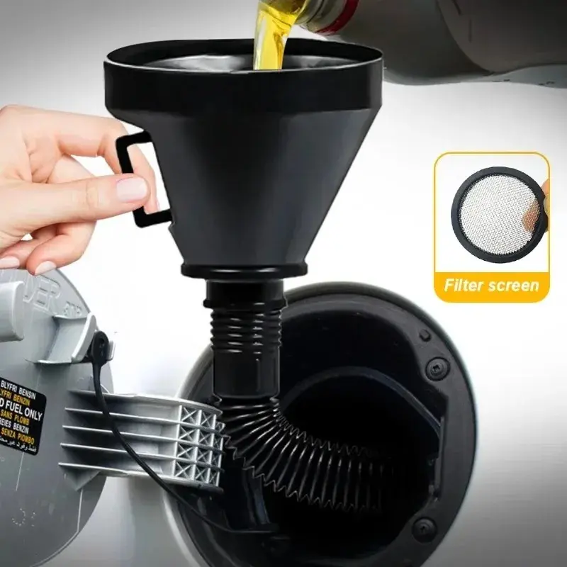 Car Engine Refueling Funnel with Strainer Removable Filter for Liquid Oil Gasoline Motorcycle Truck Fuel Filling Equipment Tools