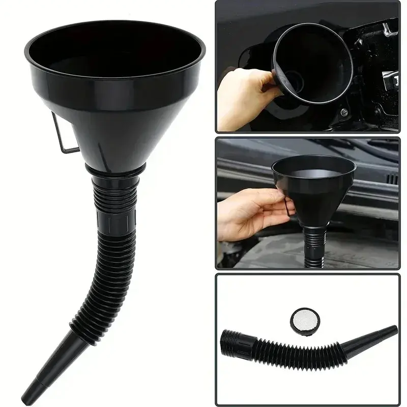 Car Engine Refueling Funnel with Strainer Removable Filter for Liquid Oil Gasoline Motorcycle Truck Fuel Filling Equipment Tools