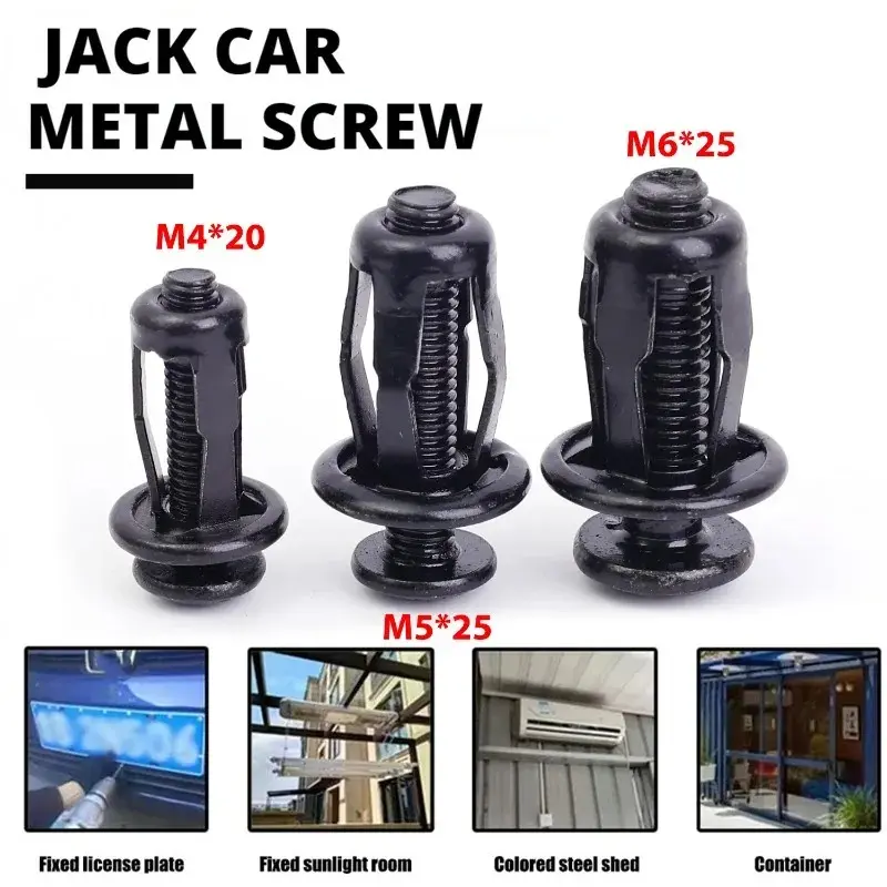 5-20pcs Petal Shape Rivet Nut Screws Bolt Kit Expansion Carbon Steel Rivetnut License Plate Fix Clamp Lock Nuts Auto Accessories