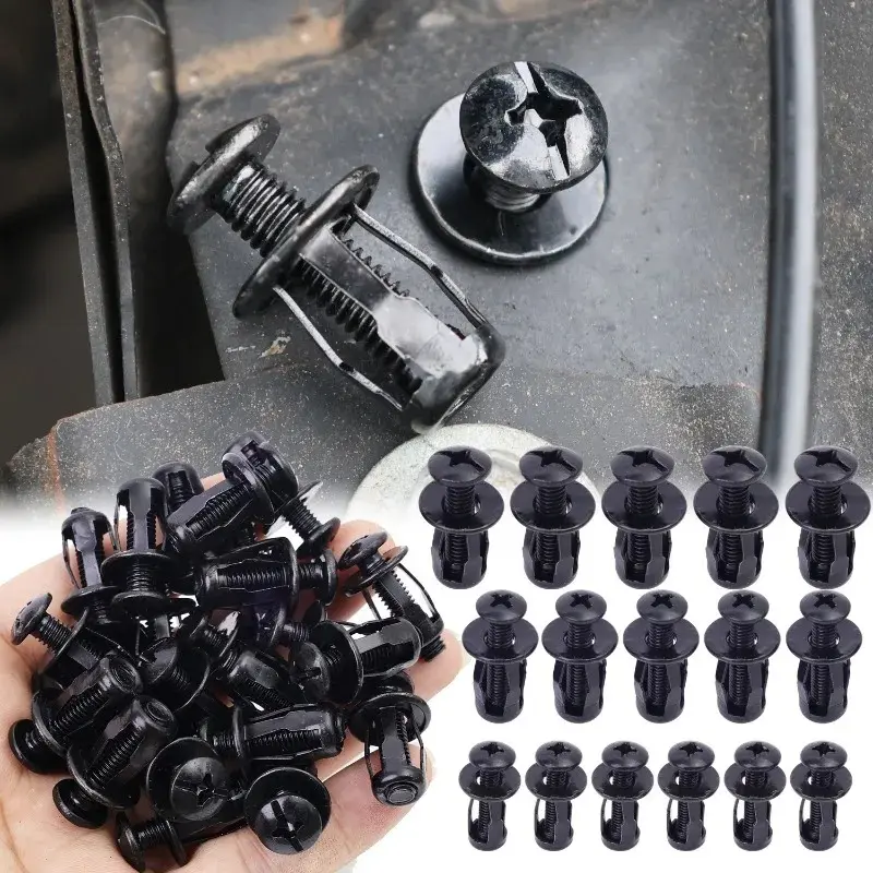 5-20pcs Petal Shape Rivet Nut Screws Bolt Kit Expansion Carbon Steel Rivetnut License Plate Fix Clamp Lock Nuts Auto Accessories