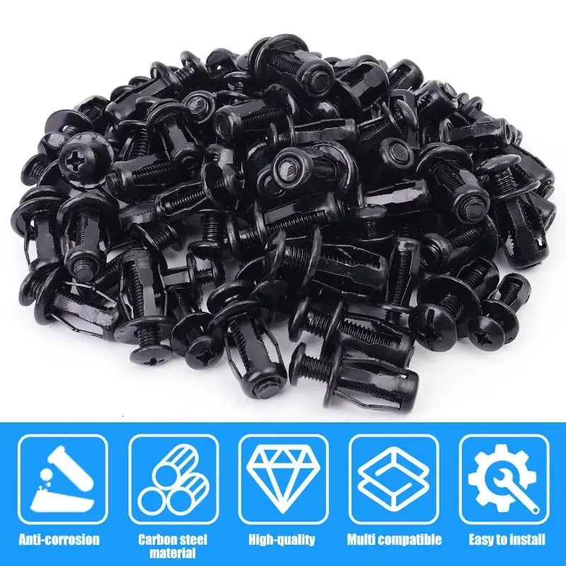 5-20pcs Petal Shape Rivet Nut Screws Bolt Kit Expansion Carbon Steel Rivetnut License Plate Fix Clamp Lock Nuts Auto Accessories