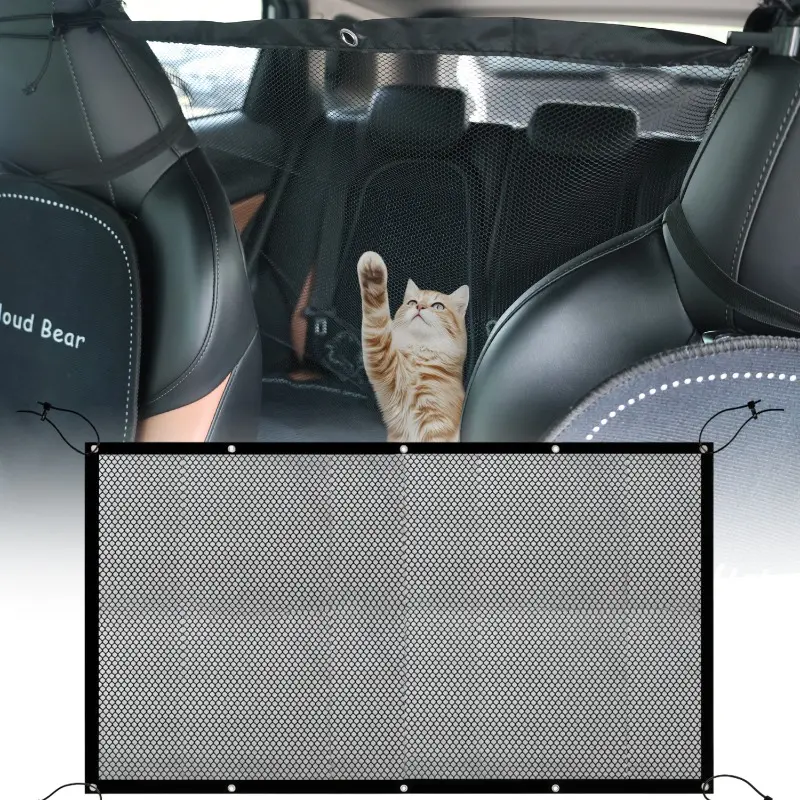 Car Pet Protection Net Bag Pet Barrier Protector Mesh Pocket Adjustable Breathable Net for Safe Driving Auto Interior Accessorie