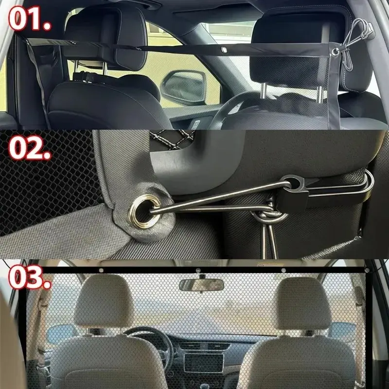 Car Pet Protection Net Bag Pet Barrier Protector Mesh Pocket Adjustable Breathable Net for Safe Driving Auto Interior Accessorie