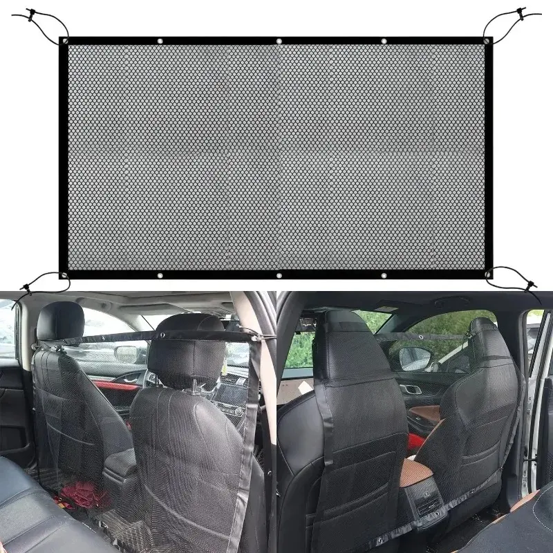 Car Pet Protection Net Bag Pet Barrier Protector Mesh Pocket Adjustable Breathable Net for Safe Driving Auto Interior Accessorie