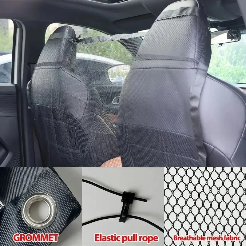 Car Pet Protection Net Bag Pet Barrier Protector Mesh Pocket Adjustable Breathable Net for Safe Driving Auto Interior Accessorie