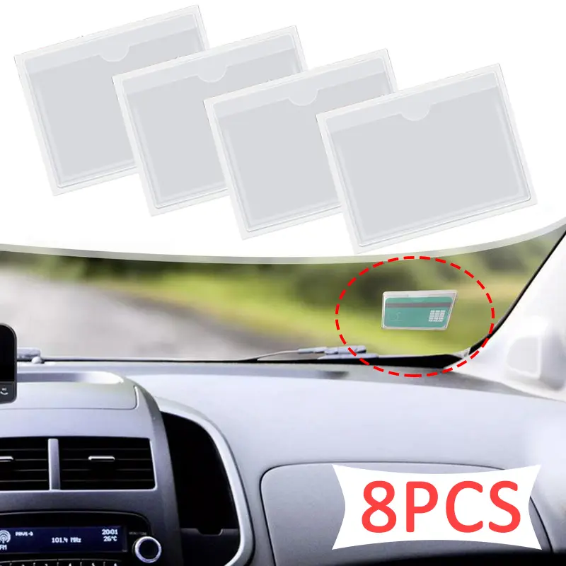 Card Cover  Plastic Self-Adhesive Windshield Clear Card Holder Organizing Cover Card Label Card Pocket Car Sticker