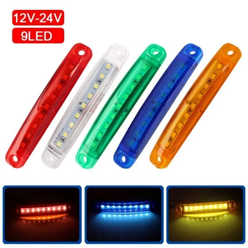 9 LED Waterproof Side Warning Light 12V 24V Signal Marker Bulb Lamp Multicolor Truck Trailer Bus Van Lorry Width Lamp