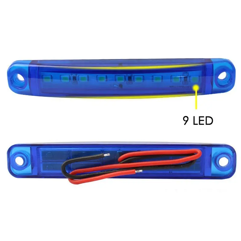 9 LED Waterproof Side Warning Light 12V 24V Signal Marker Bulb Lamp Multicolor Truck Trailer Bus Van Lorry Width Lamp