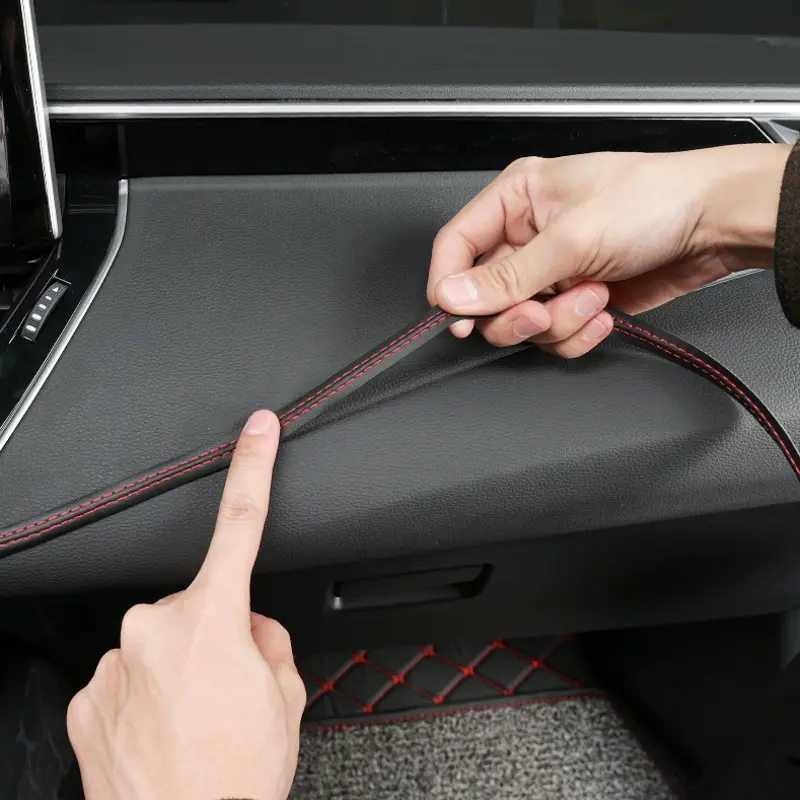 Universal PU Leather Car Interior DIY Strips Decorative Woven Trim Strips Braid Dashboard Dashboard Stickers Car Protection