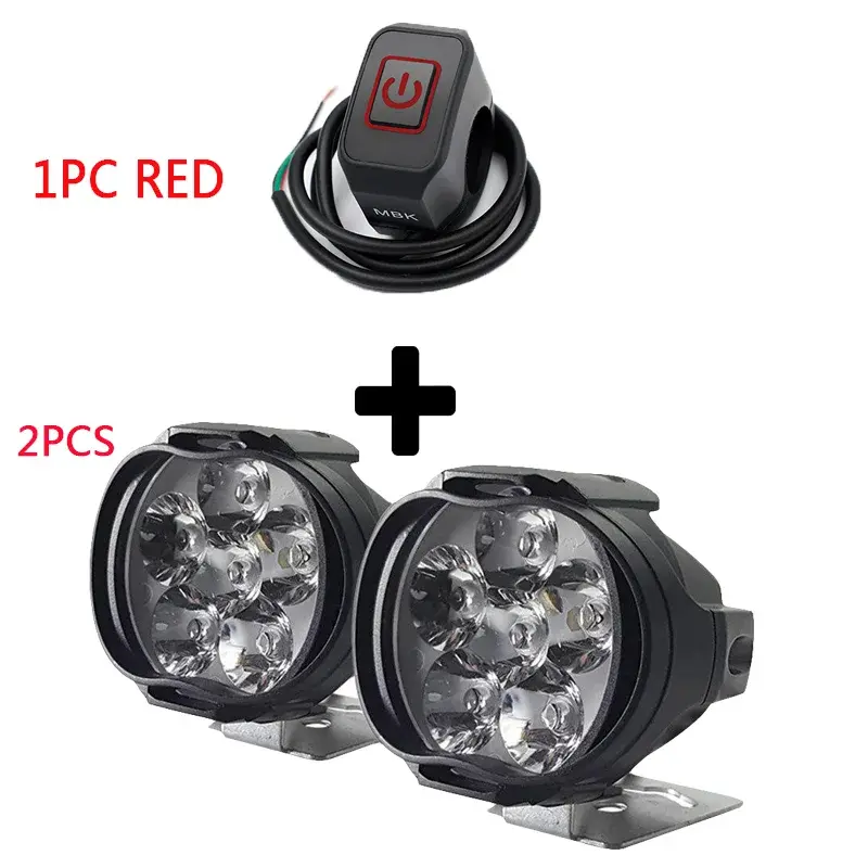 1 Set High Brightness 6 LED Motorcycle Headlight Car Auxiliary Headlight Fog Lamp Motorcycle Headlight Control Switch