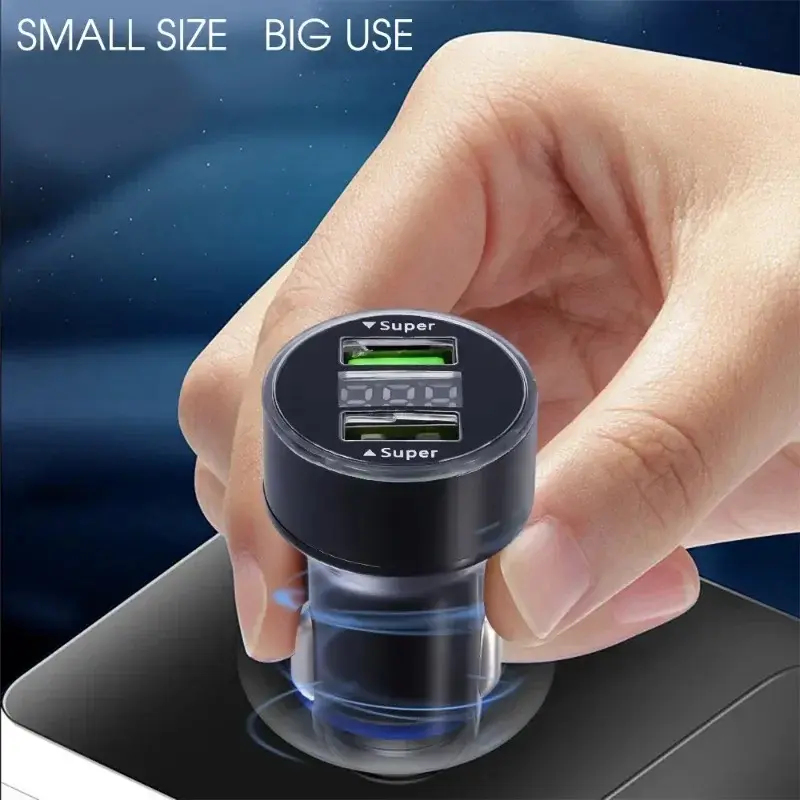 240W Car Charger 2 USB Ports Fast Charging for IPhone Samsung Xiaomi Quick Charging Adapter with Digital Display Car Chargers